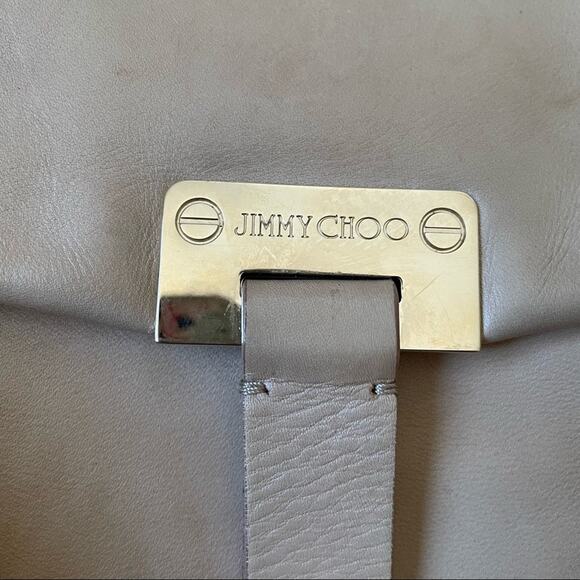 Jimmy Choo Parker Shoulder Bag Calfskin Leather Made in Italy Tan Neutral GUC - Picture 15 of 16